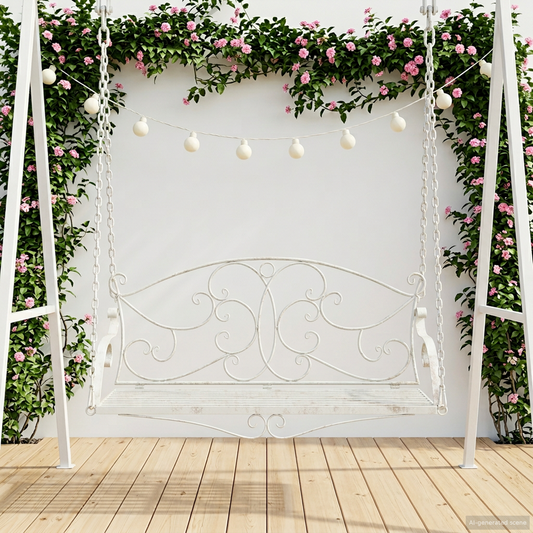 Swing Bench Steel 110 x 52.5 x 47 cm Antique White