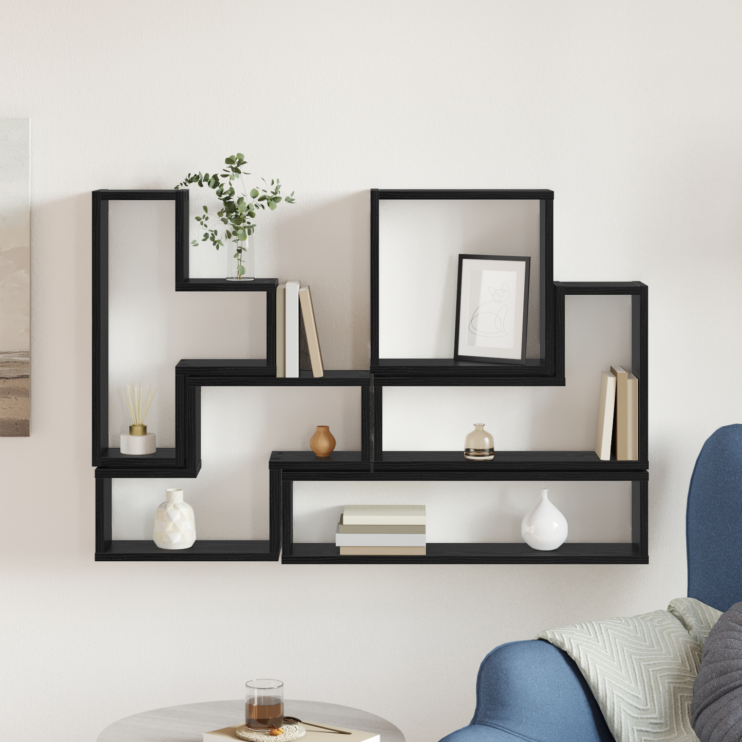 Wall Shelf Wall-Mounted Black Oak 96 x 12 x 64 cm