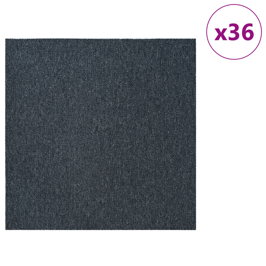 Carpet Tile Blue Grey 50 x 50 cm 36 pcs PP and Bitumen