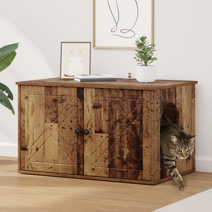 Cat House Old Wood 85 x 55 x 50 cm Engineered Wood