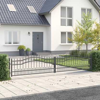 Fence Gate with Spear Top KAMPEN 404 x 75 cm Steel Grey