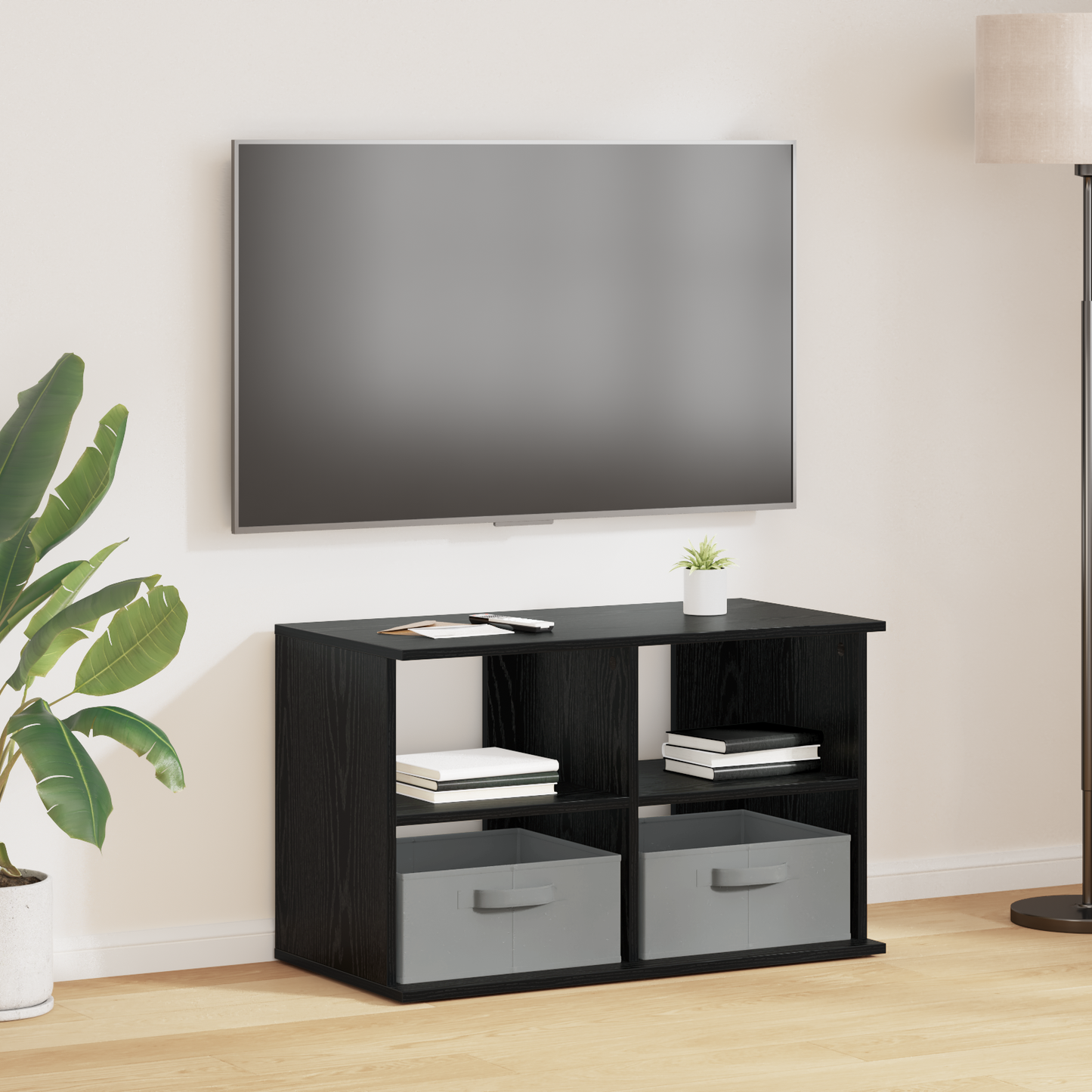TV stand with Drawer Black Oak 79 x 40 x 48 cm