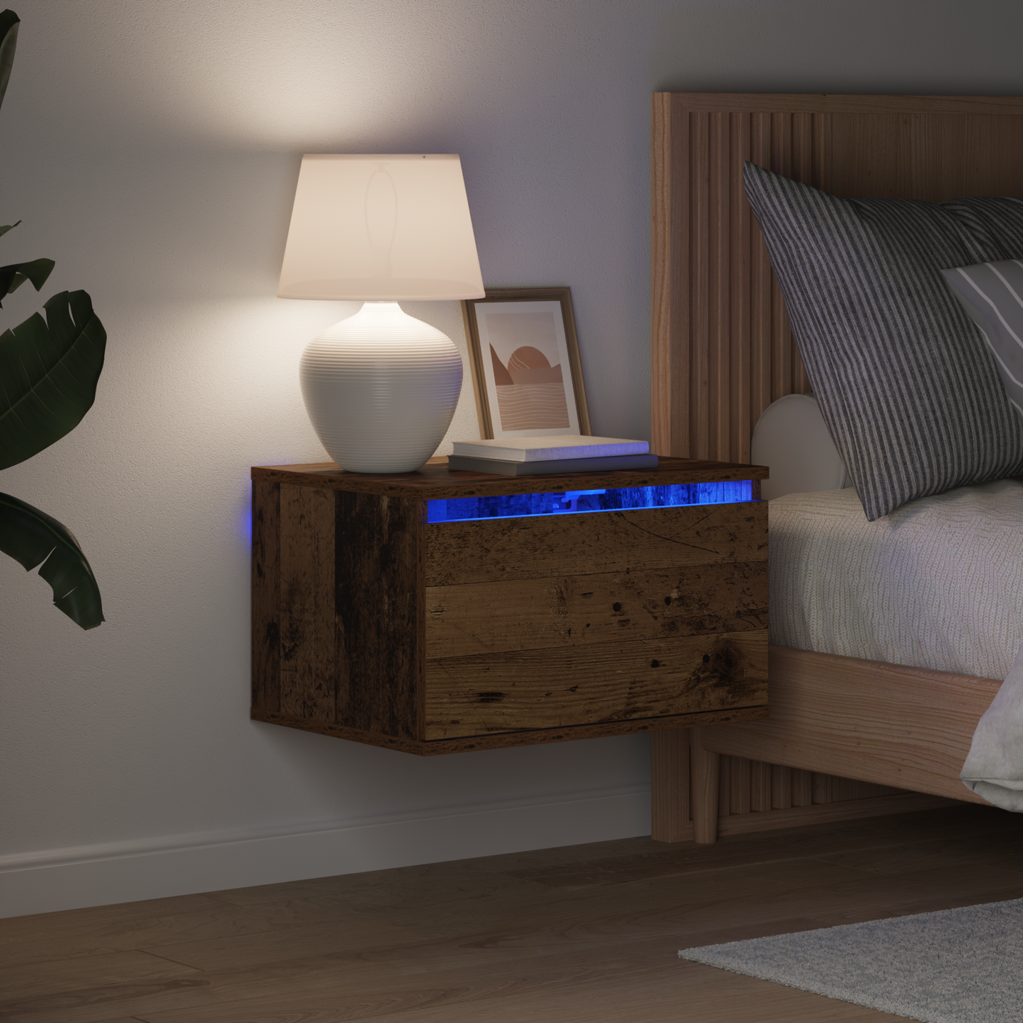 Wall-mounted Bedside Cabinet Old Wood 50 x 36 x 30 cm