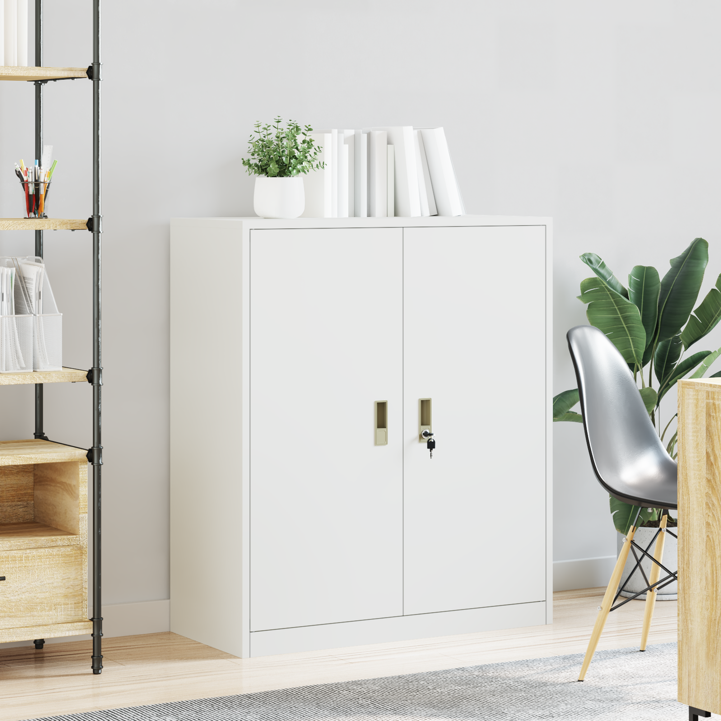 Storage Cabinet White 90 x 40 x 105 cm Steel