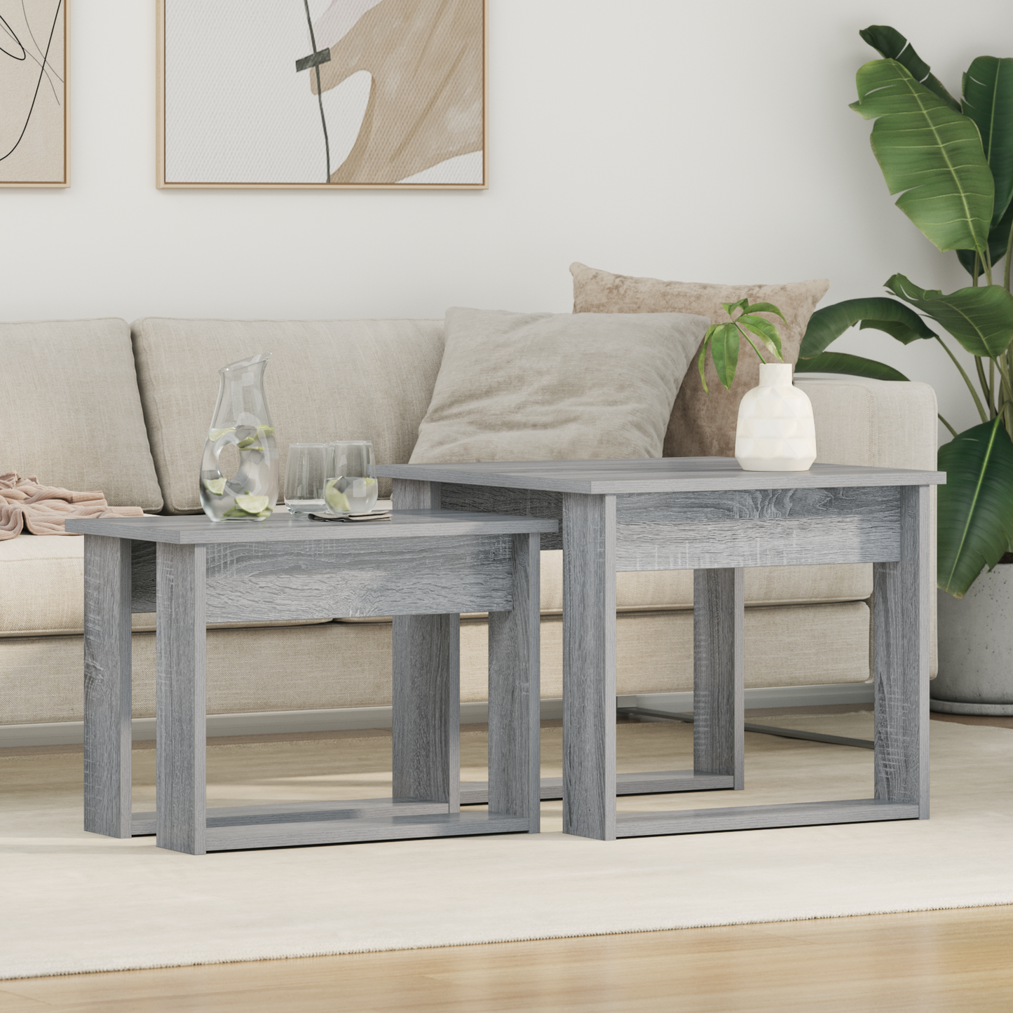 Coffee Table Set 2 pcs Grey Sonoma Engineered Wood