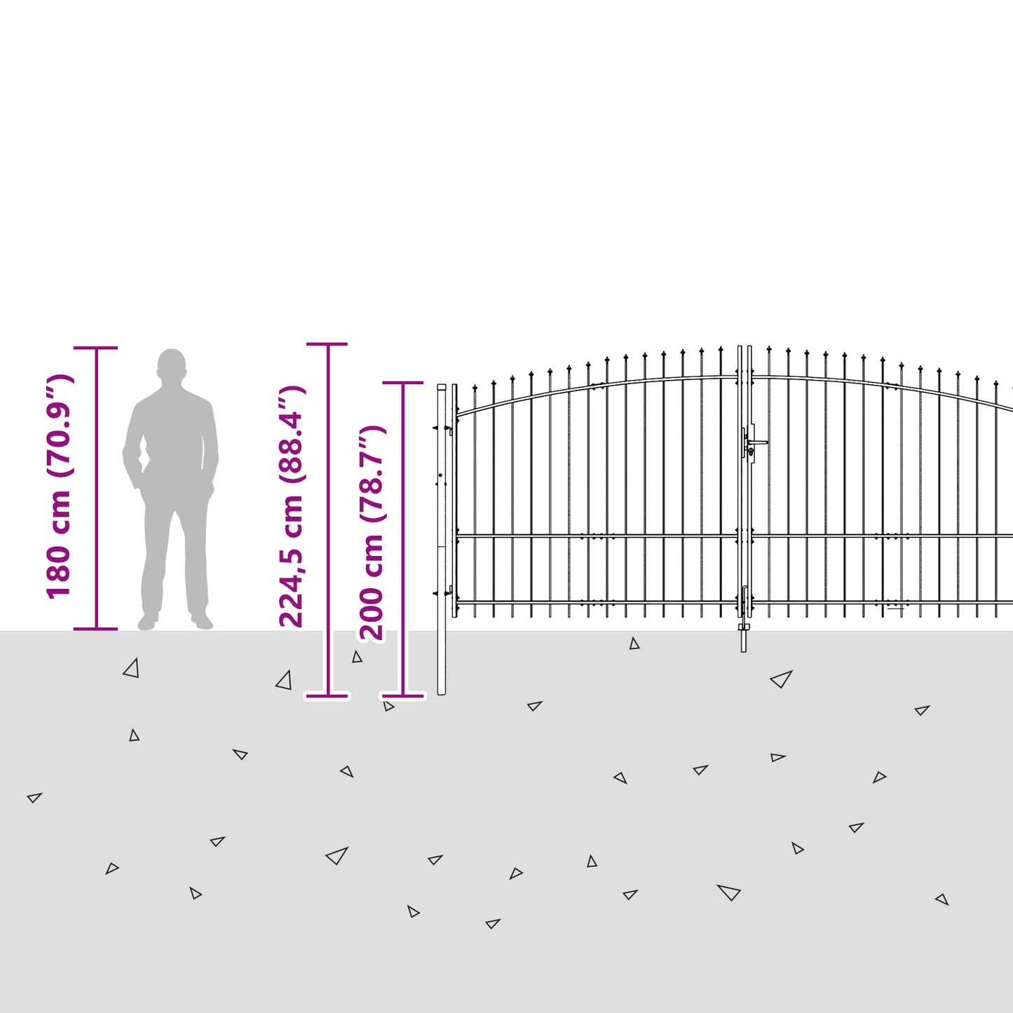 Garden Gate with Lock Woerden Grey 175 x 500 cm Steel