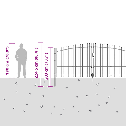 Garden Gate with Lock Woerden Grey 175 x 500 cm Steel