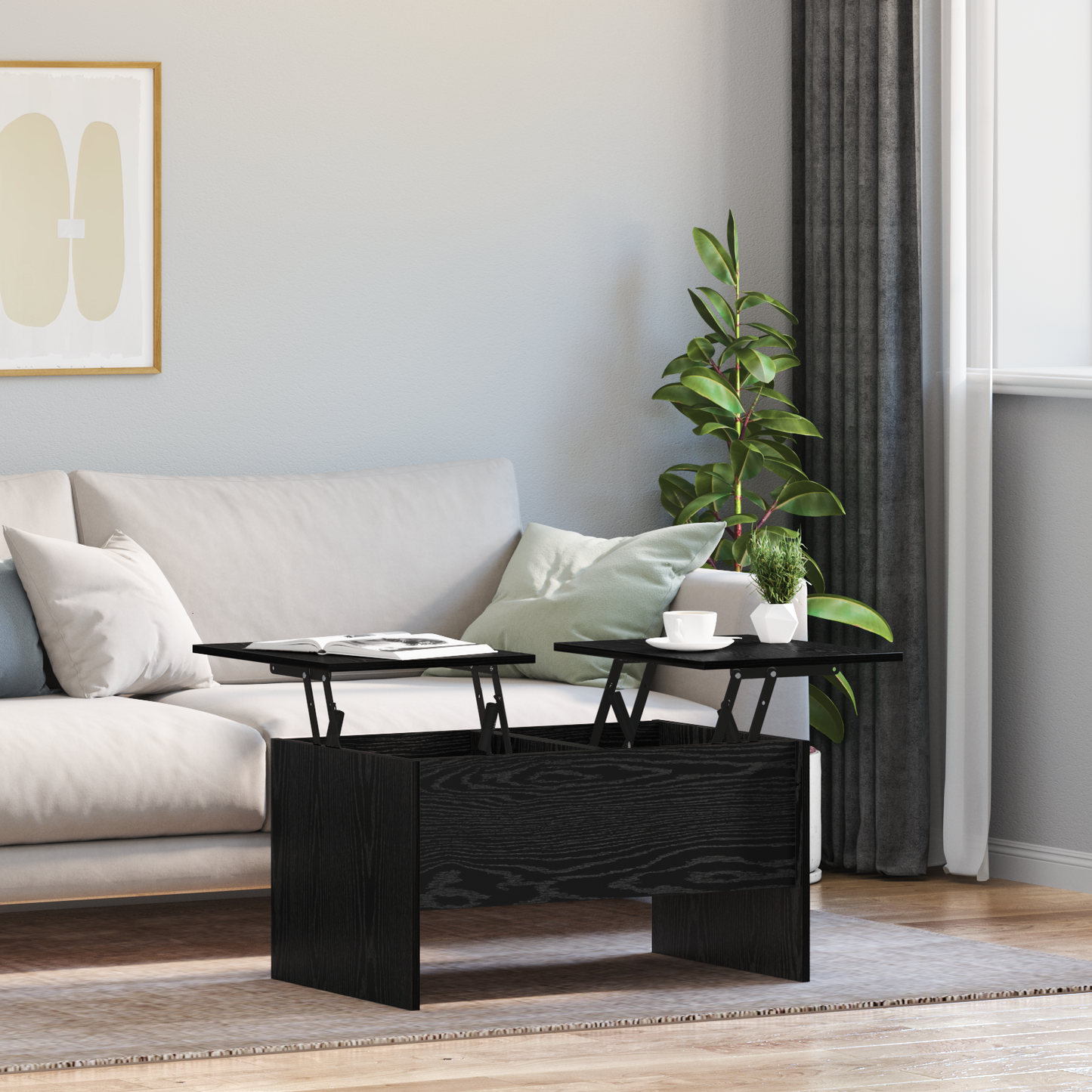 Coffee Table Black Oak 102 x 50.5 x 46.5 cm Engineered Wood