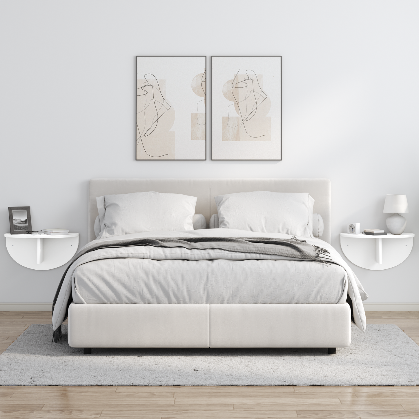 Wall Shelf Wall-mounted White 48 x 24 x 24 cm Engineered Wood