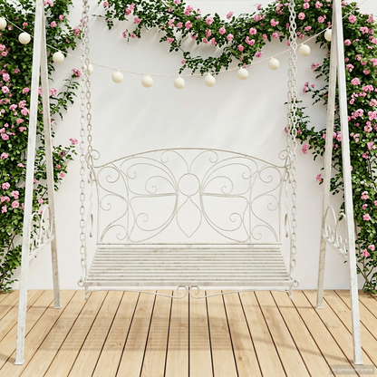 Swing Bench Steel 105.5 x 61 x 56 cm Antique White