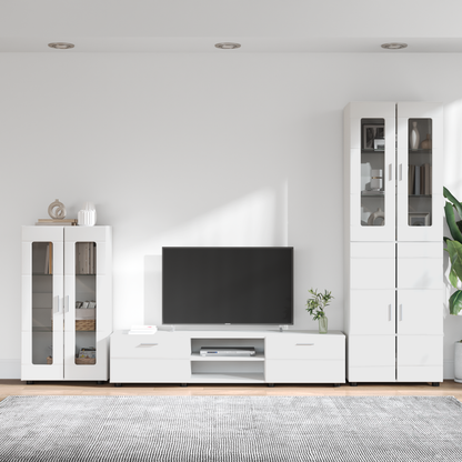 TV Cabinet Set with Drawer FLORIN 3 pcs White Engineered Wood