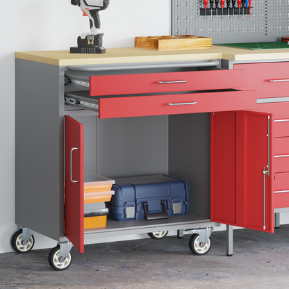 Trolley Rolling Workbench Red and Grey 75 x 45 x 85 cm