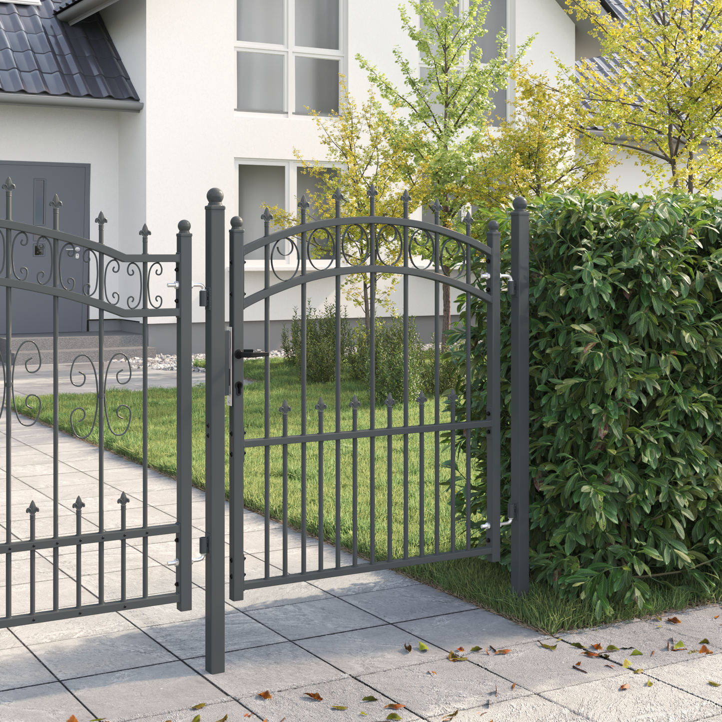 Fence Gate with Spikes EMMEN 125 x 100 cm Powder-coated steel