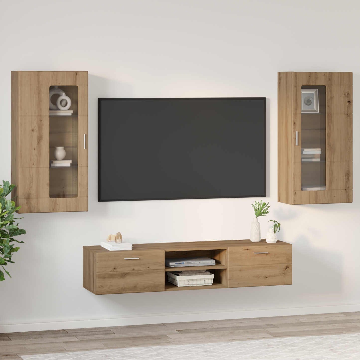 TV Cabinet Set FLORIN 3 pcs Artisan Oak Engineered Wood
