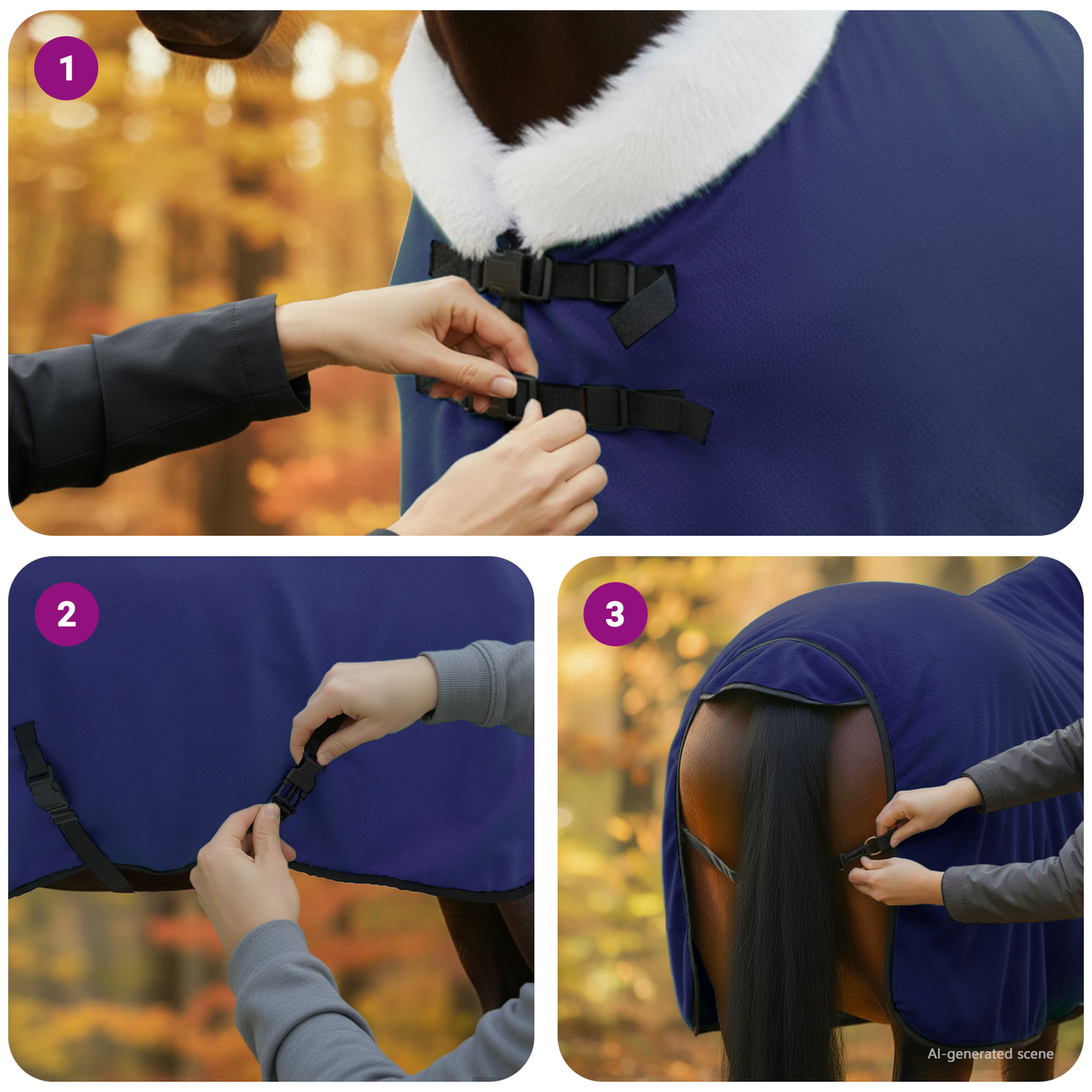 Horse Blanket Navy Blue 105 cm Polar fleece