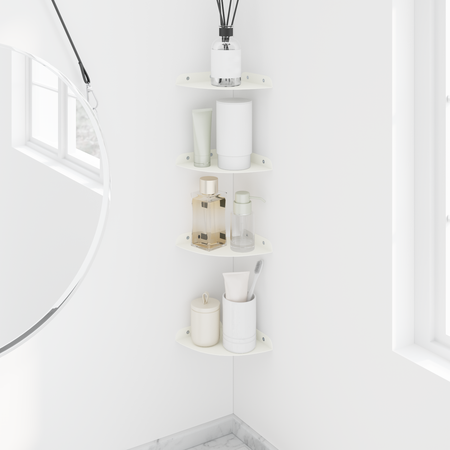 Floating Shelf with Shelf 4 pcs White 15 x 15 x 2 cm