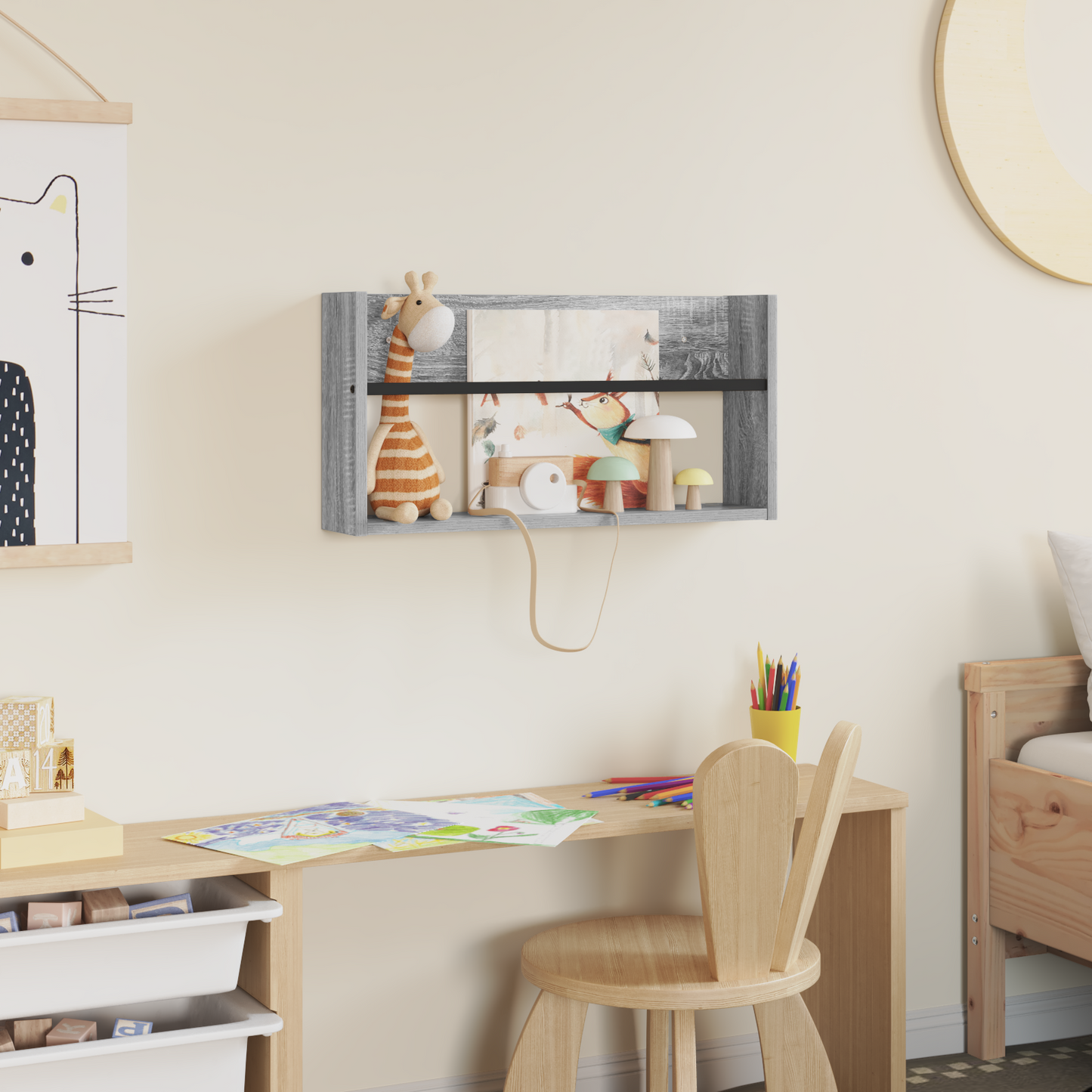 Magazine Rack Grey Sonoma 60 x 12 x 30 cm Engineered Wood