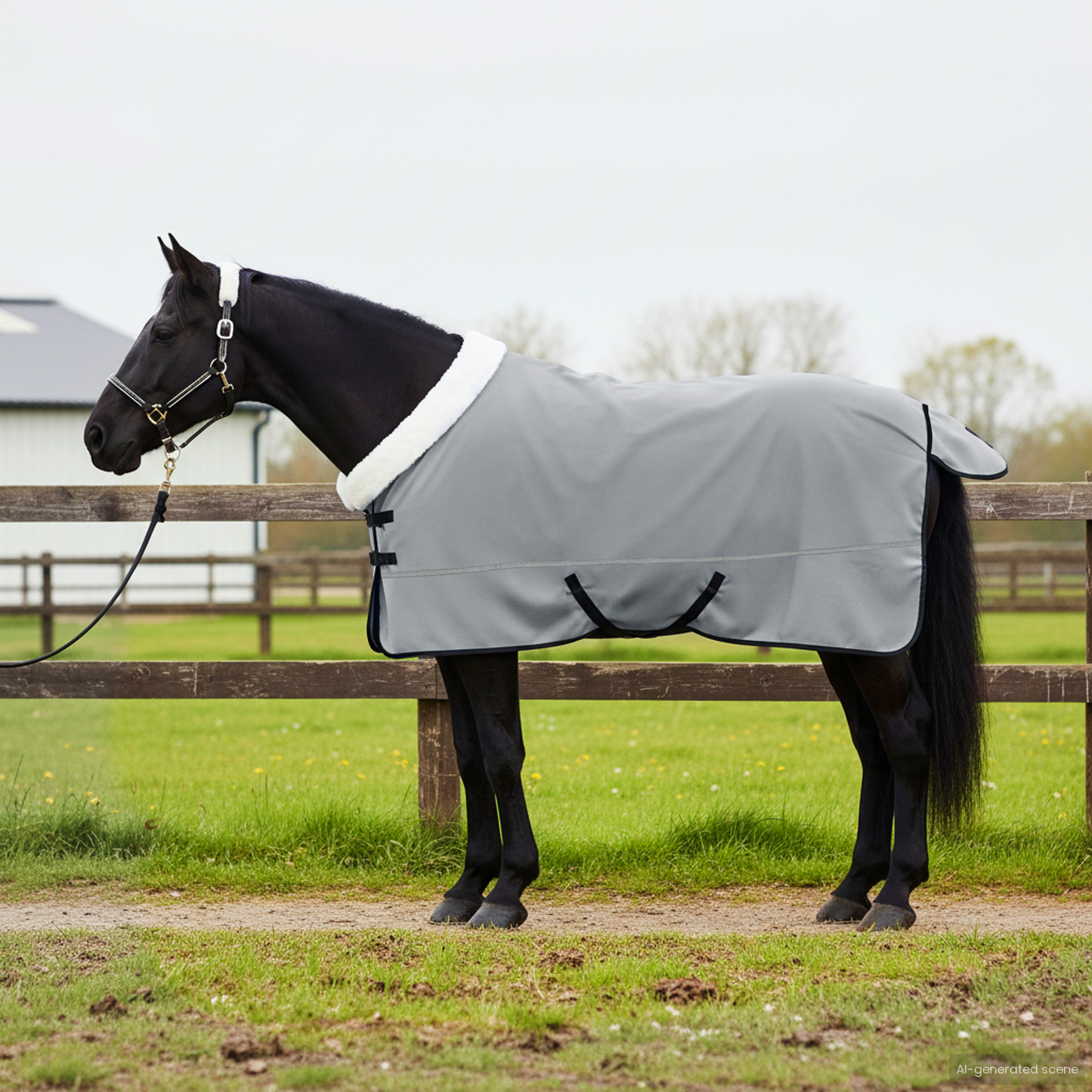 Horse Blanket Full Light Grey and Pink 155 cm Polar fleece