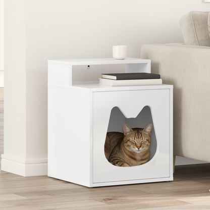 Cat House Gloss White 42.5 x 40 x 53.5 cm Engineered Wood