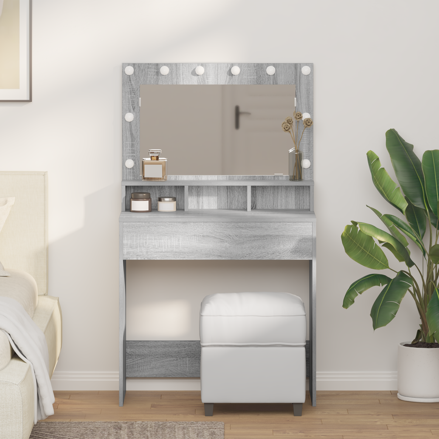 Dressing Table Grey Sonoma 78.5 x 41 x 135 cm Engineered Wood