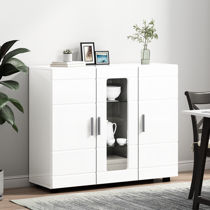 Wooden Cabinet High Gloss White Engineered Wood