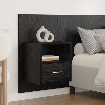 Headboard with Cabinet 3 pcs Black Oak Engineered Wood