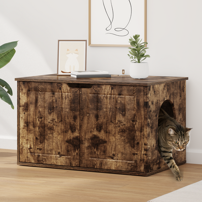 Cat House Smoked Oak 85 x 55 x 50.5 cm Engineered Wood