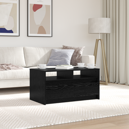 Coffee Table Black Oak 90 x 50 x 45 cm Engineered Wood