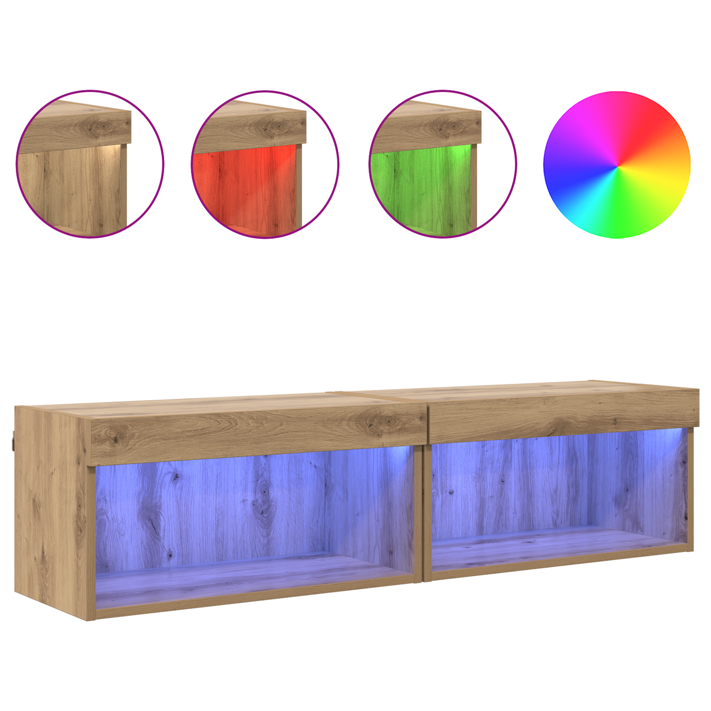 TV Cabinet Set with LED 2 pcs Artisan Oak 60 x 30 x 30 cm
