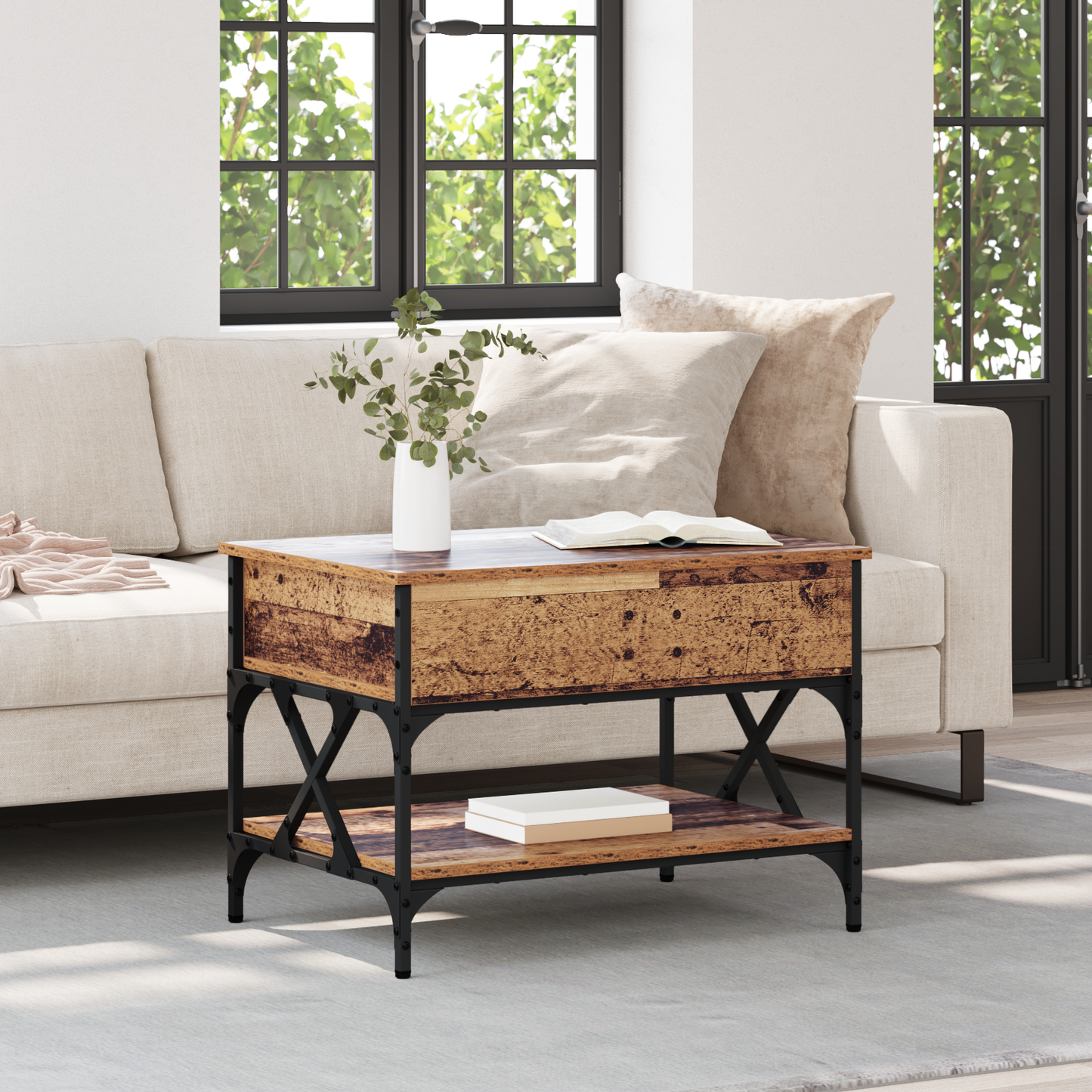Coffee Table Old Wood 70 x 50 x 50 cm Engineered Wood