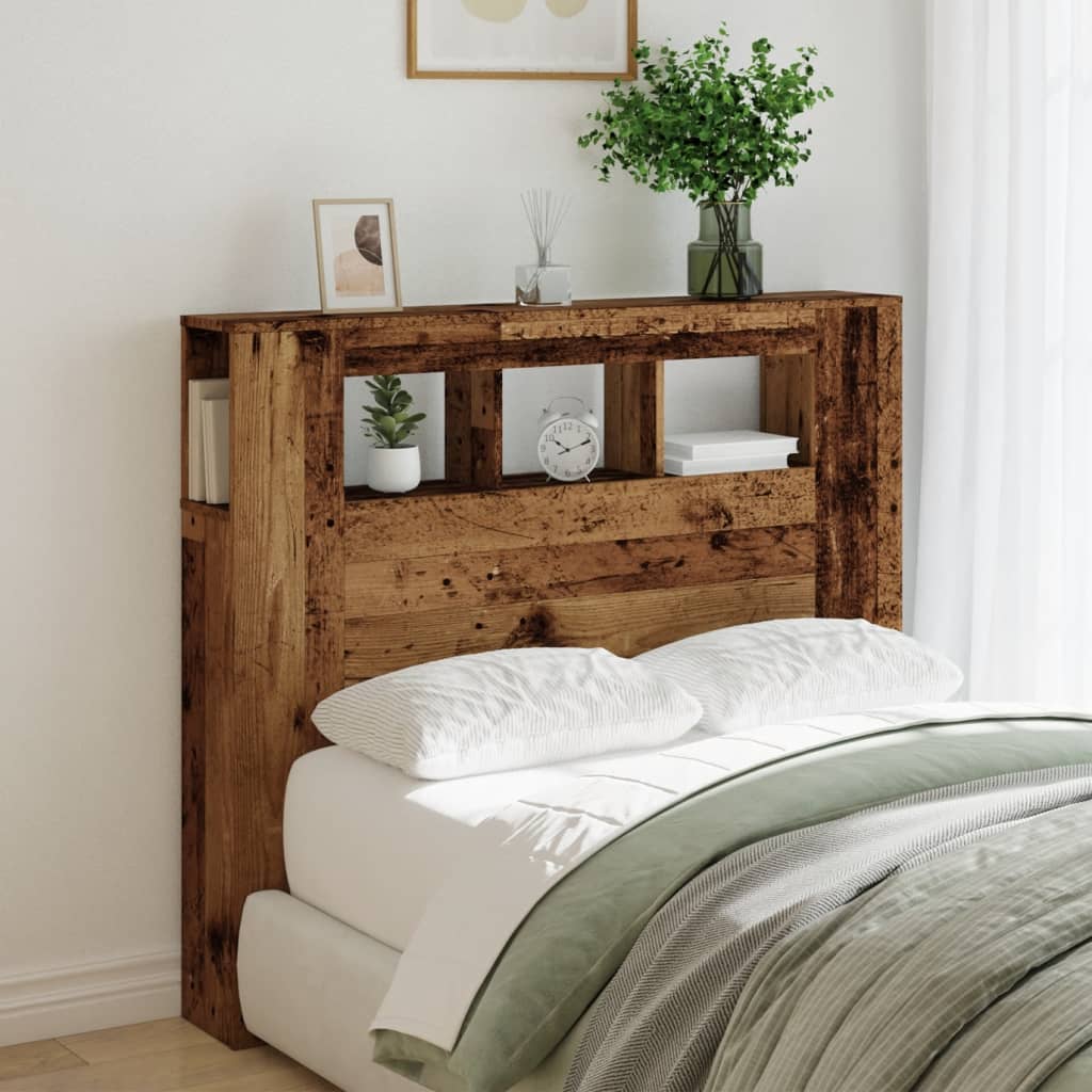LED Headboard Old Wood 120x18.5x103.5 cm Engineered Wood