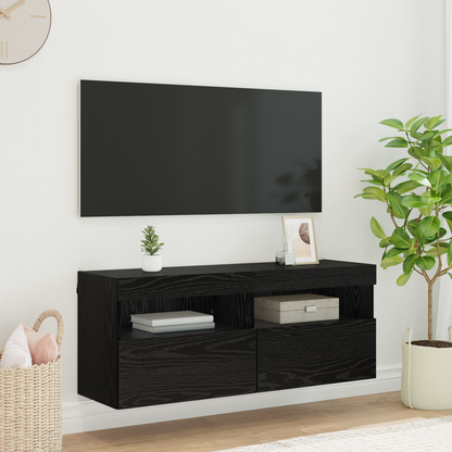 TV Wall Cabinet Black Oak 100 x 30 x 40 cm Engineered Wood