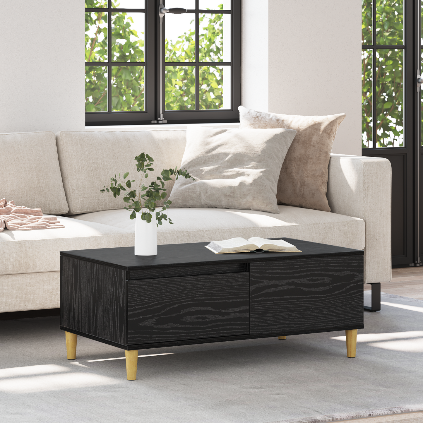 Coffee Table Black Oak 90 x 50 x 35 cm Engineered Wood