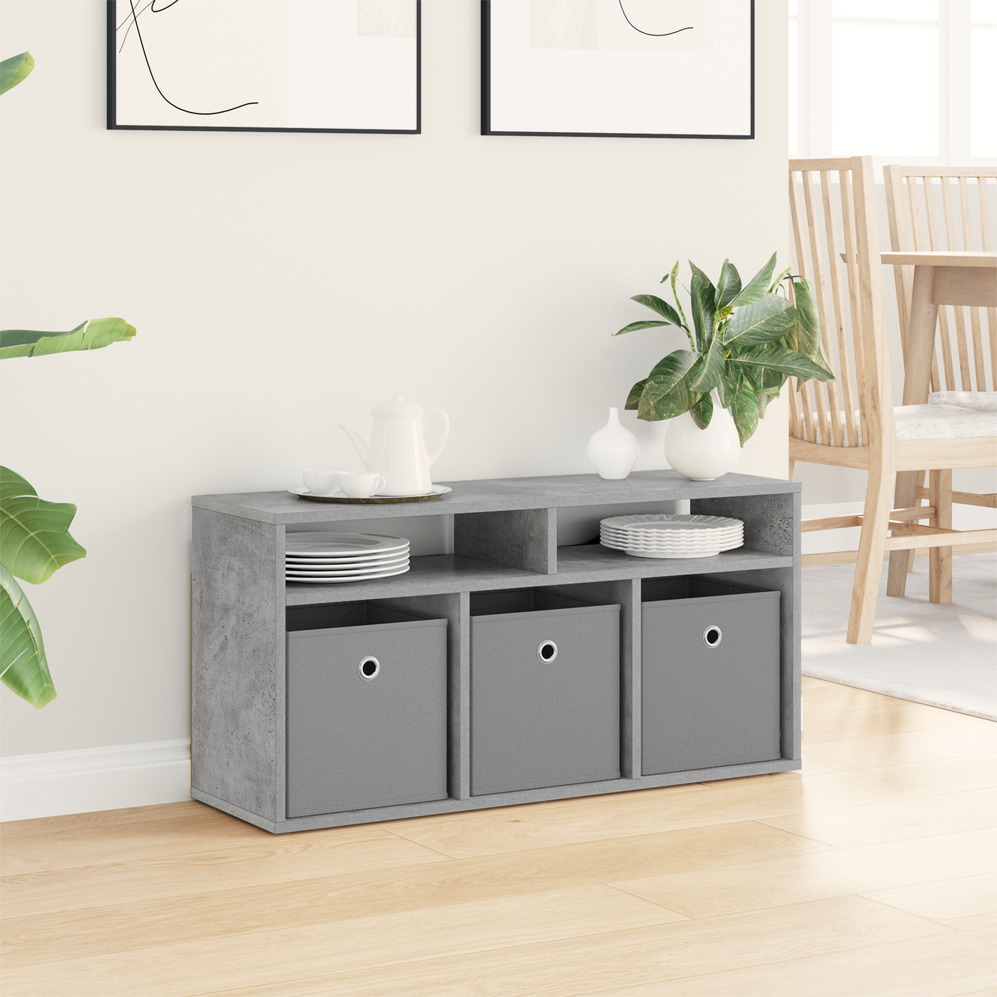 Lowboard with Drawer Concrete Grey 87 x 27.5 x 43 cm