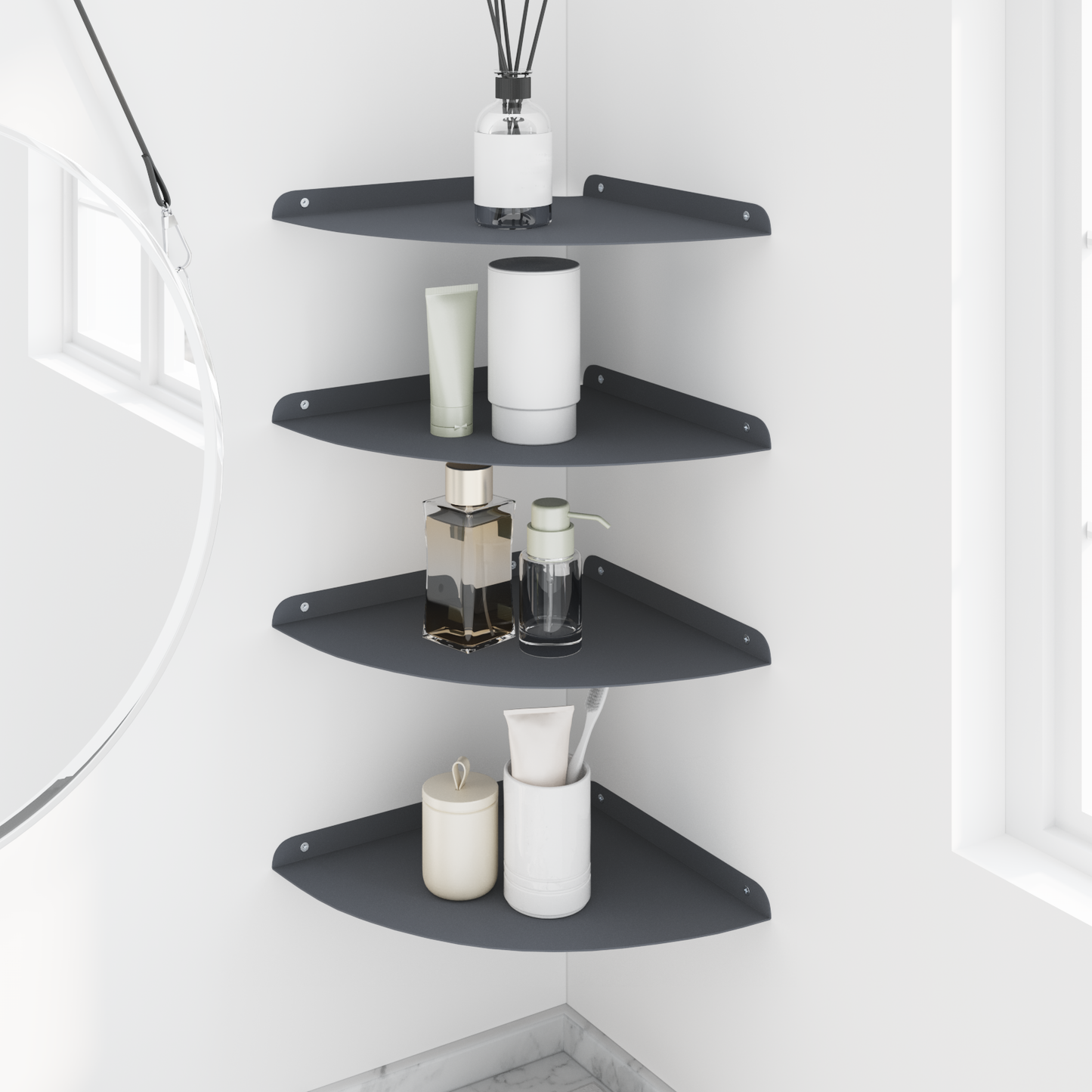 Floating Shelf with Shelf 4 pcs Anthracite 30 x 30 x 2 cm