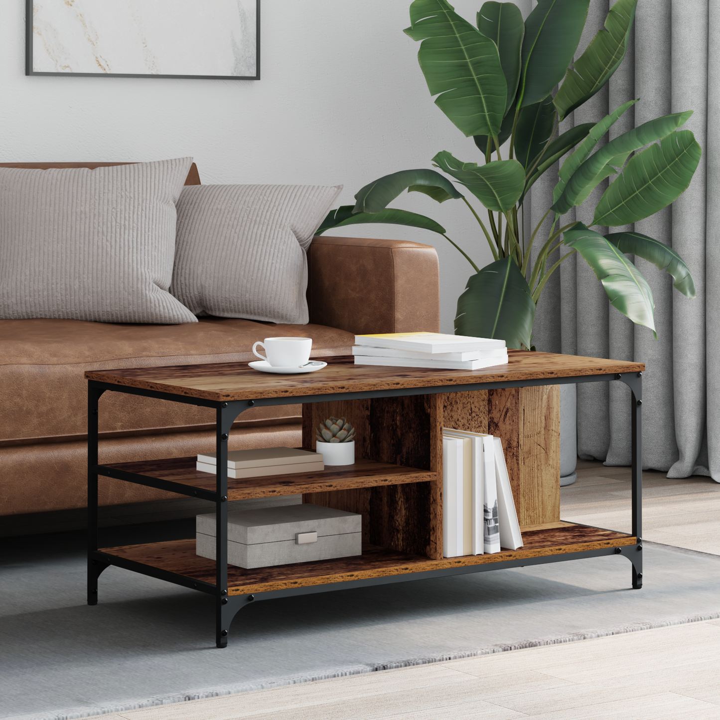 Coffee Table Old Wood 100 x 50 x 45 cm Engineered Wood