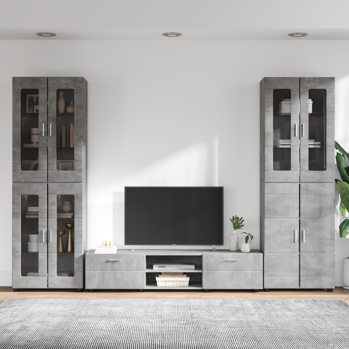 TV Cabinet Set FLORIN 3 pcs Concrete Grey Engineered Wood