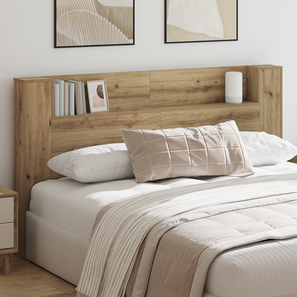 Headboard Cabinet with LED Artisian Oak 180 x 16.5 x 103.5 cm