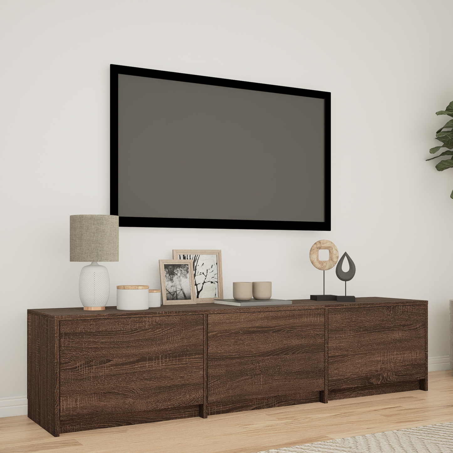 TV Cabinet with LED Brown Oak 165 x 34 x 40 cm Engineered Wood