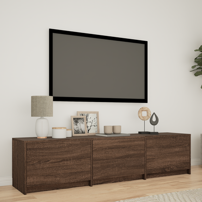 TV Cabinet with LED Brown Oak 165 x 34 x 40 cm Engineered Wood
