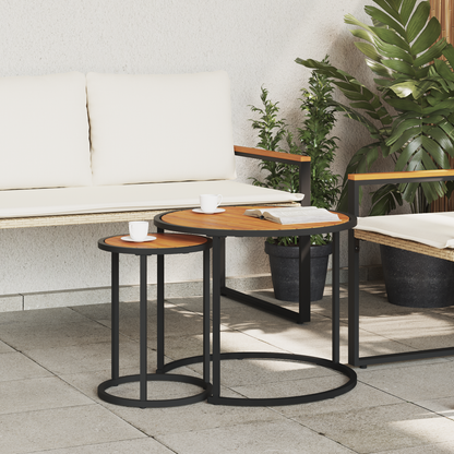 Coffee Table Set 2 pcs Natural and Black 55 x 55 x 45 cm
