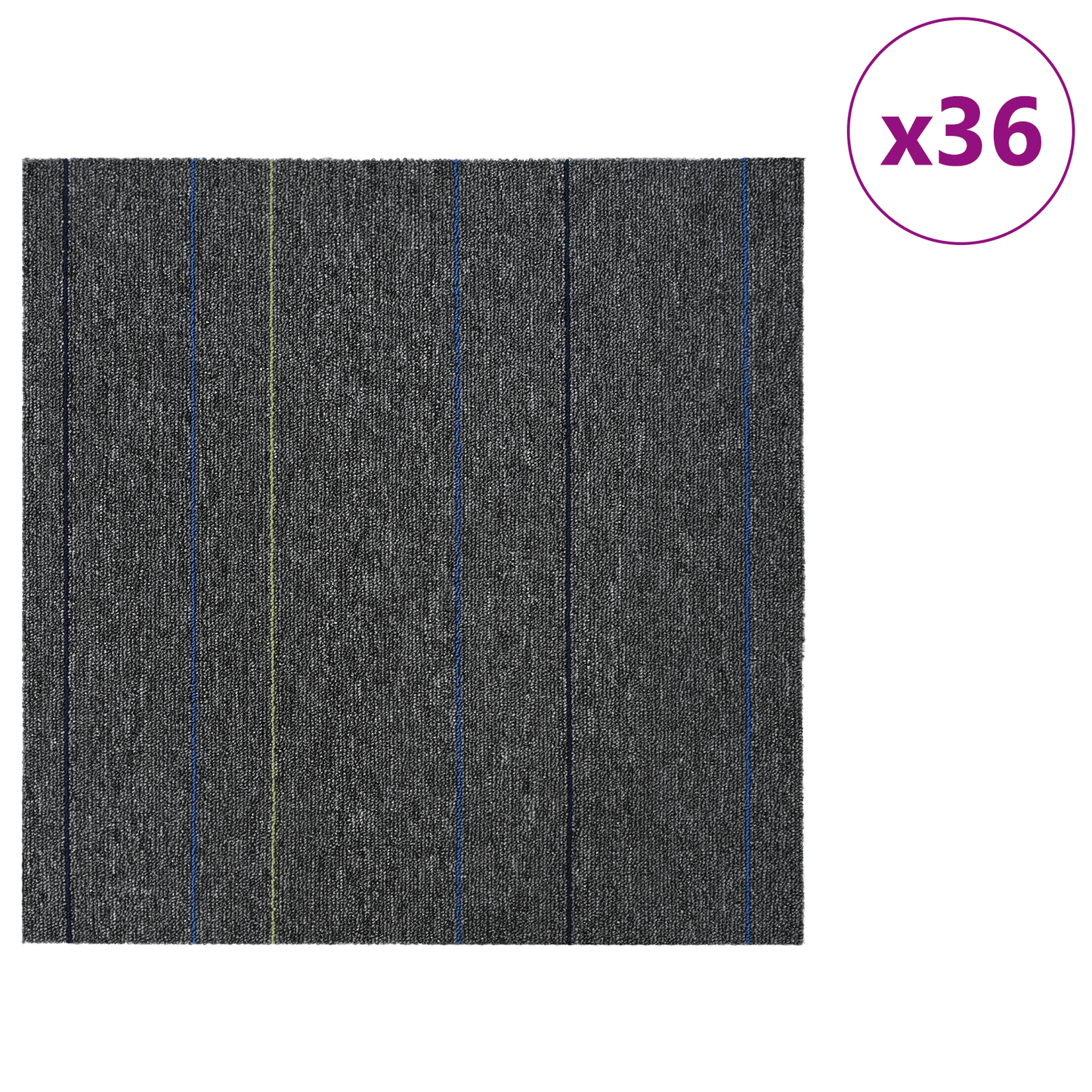 Carpet Tile Medium Grey with Stripes 50 x 50 cm 36 pcs