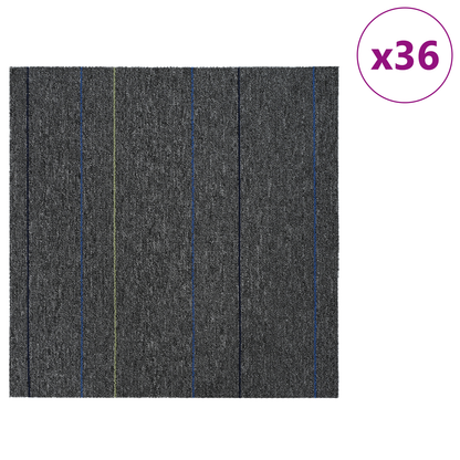 Carpet Tile Medium Grey with Stripes 50 x 50 cm 36 pcs