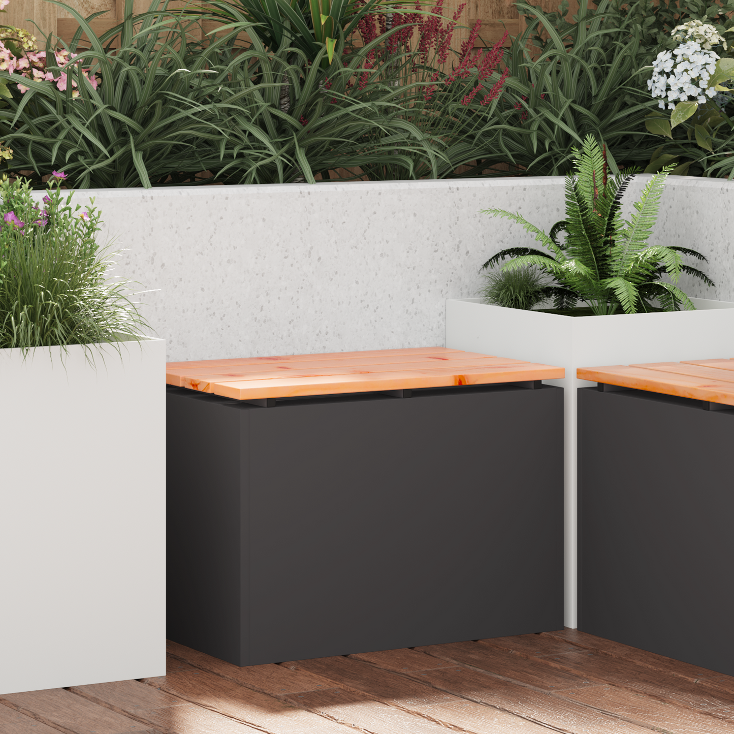 Garden Bench Black 60 x 40 x 43 cm Solid Douglas Wood and Steel