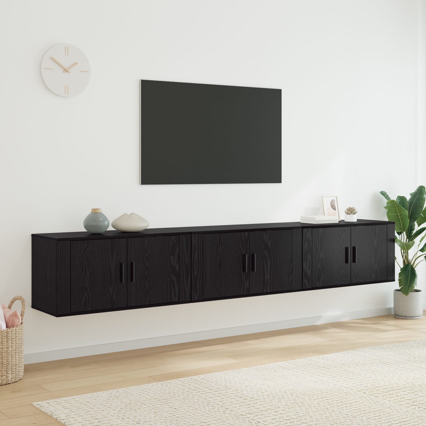 Wall-mounted TV Cabinet Set 3 pcs Black Oak 80 x 34.5 x 40 cm
