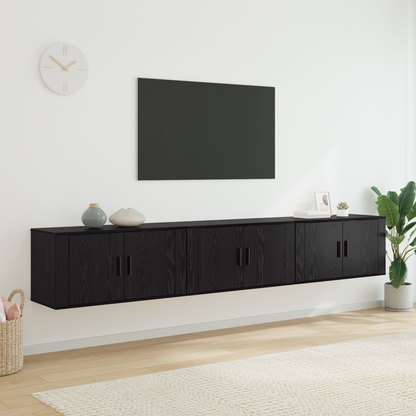 Wall-mounted TV Cabinet Set 3 pcs Black Oak 80 x 34.5 x 40 cm