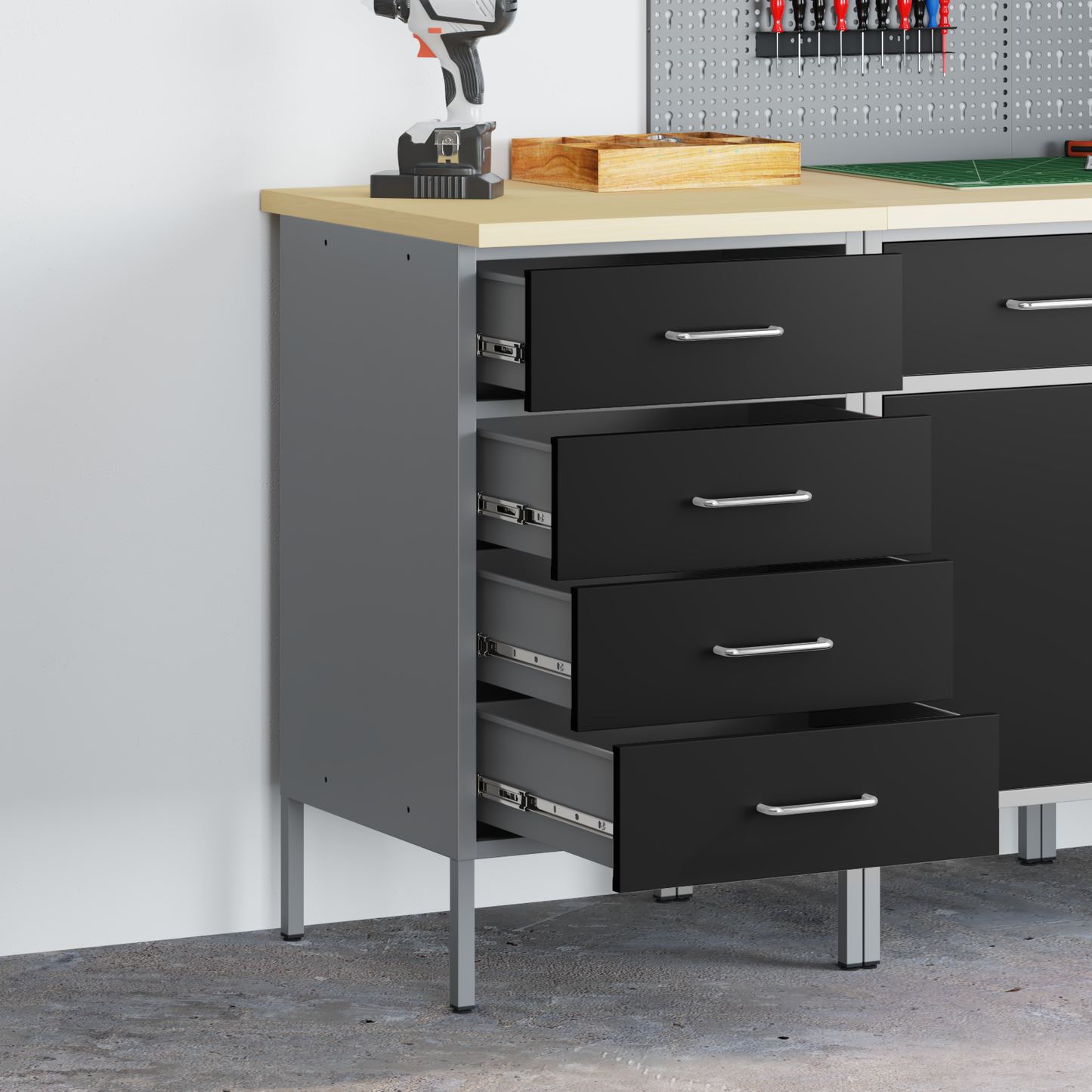 Work Bench with Drawer Black and Grey 50 x 55 x 85 cm