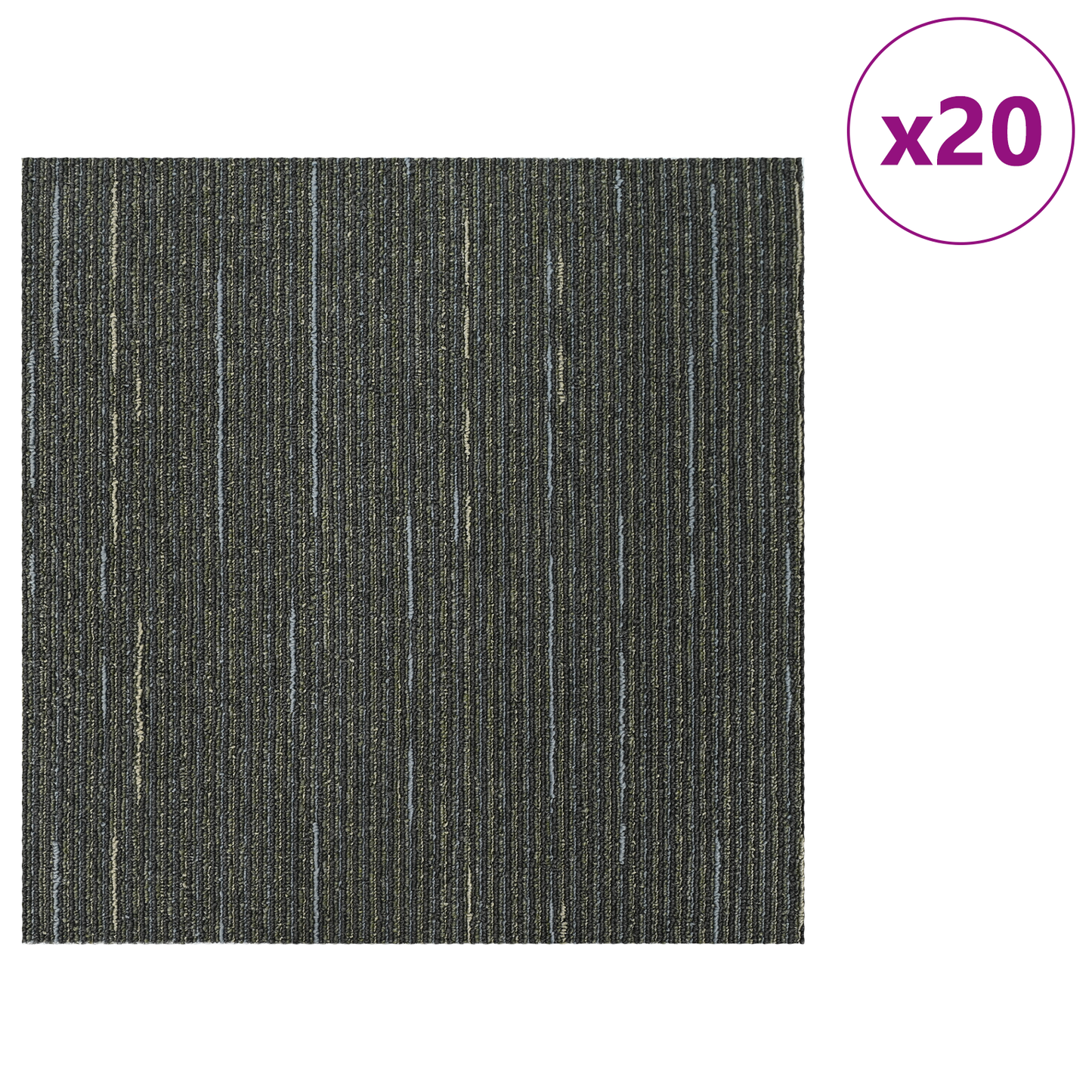 Carpet Tile Striped Light Green 50 x 50 cm 20 pcs
