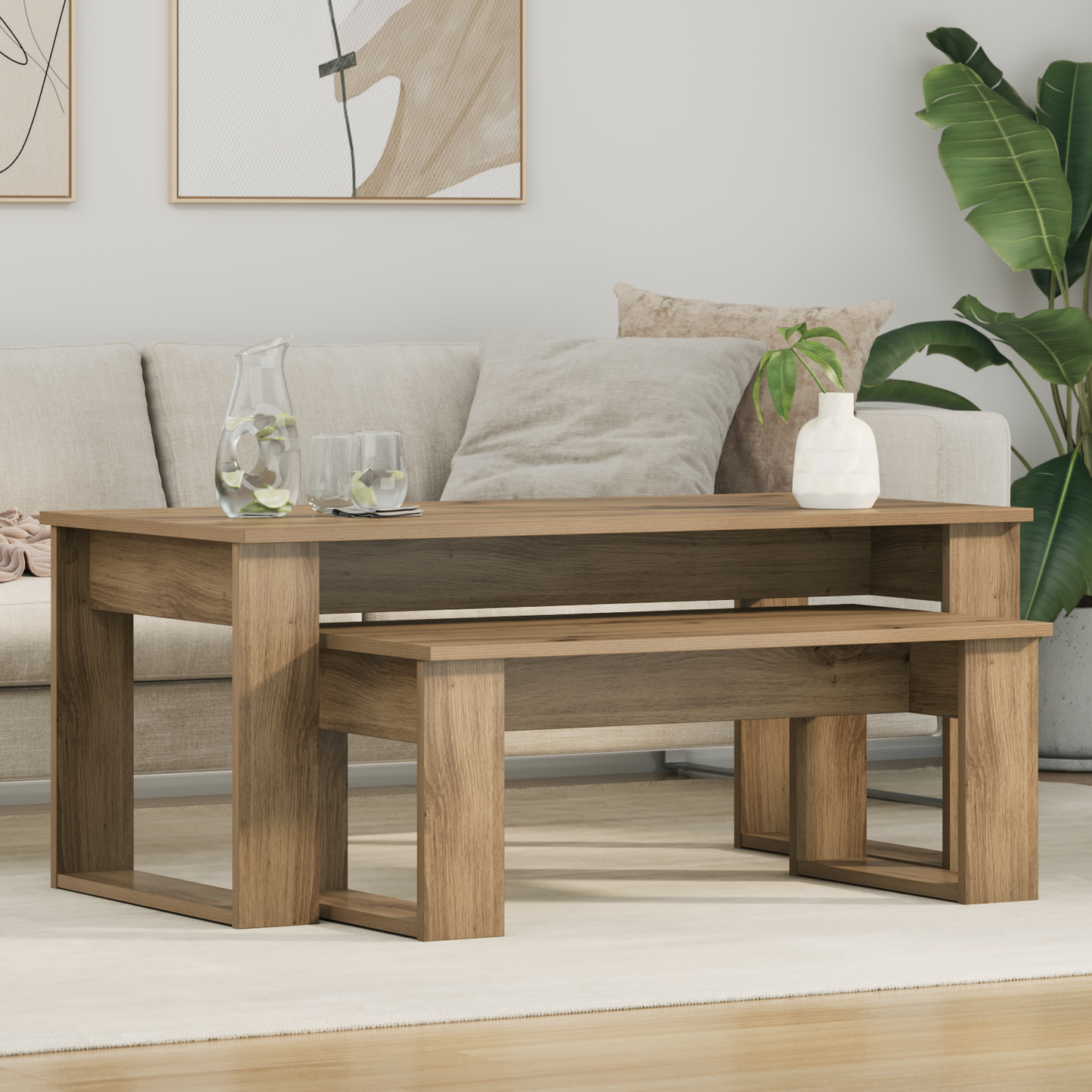 Coffee Table Set 2 pcs Artisan Oak Engineered Wood