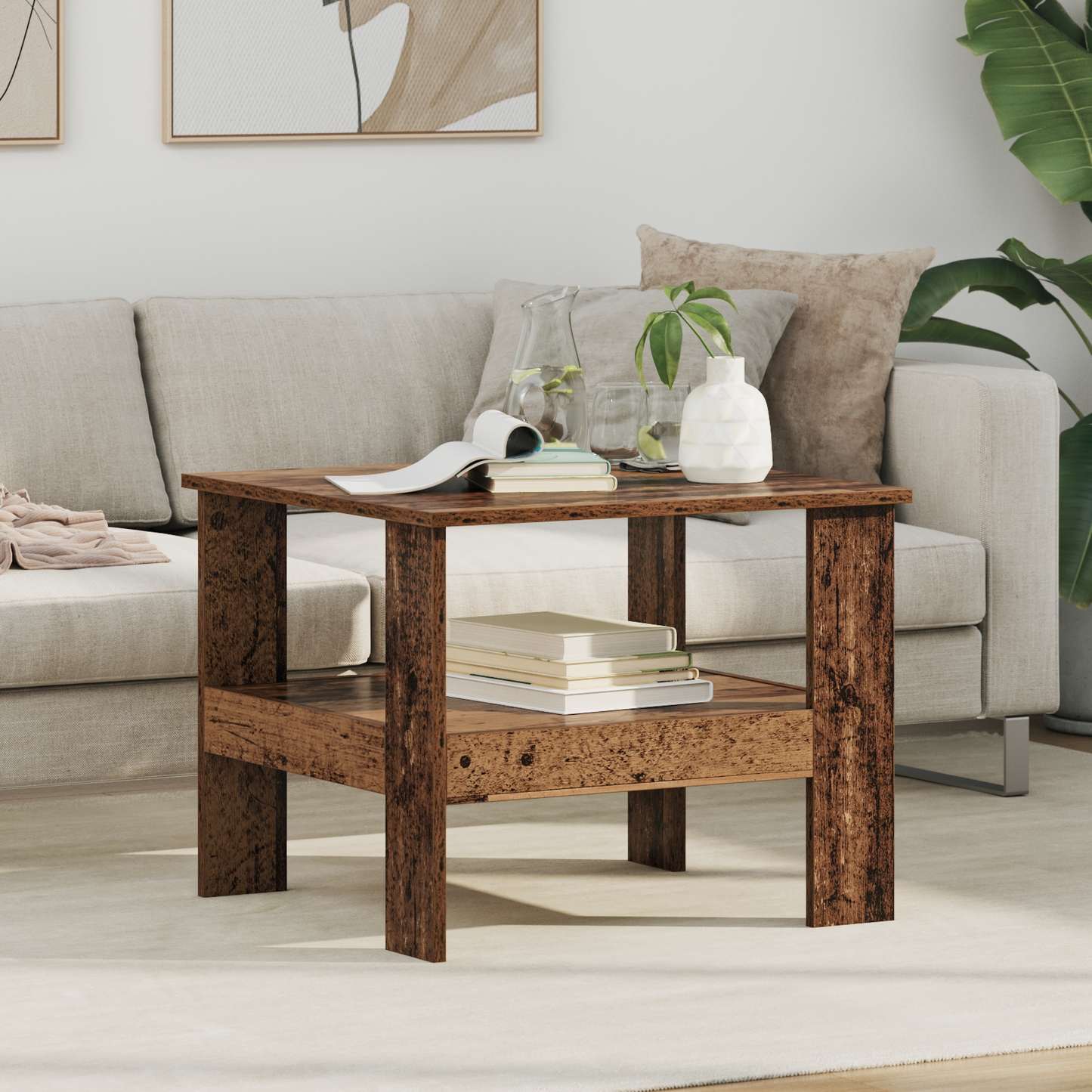 Coffee Table Old Wood 57 x 55 x 45 cm Engineered Wood